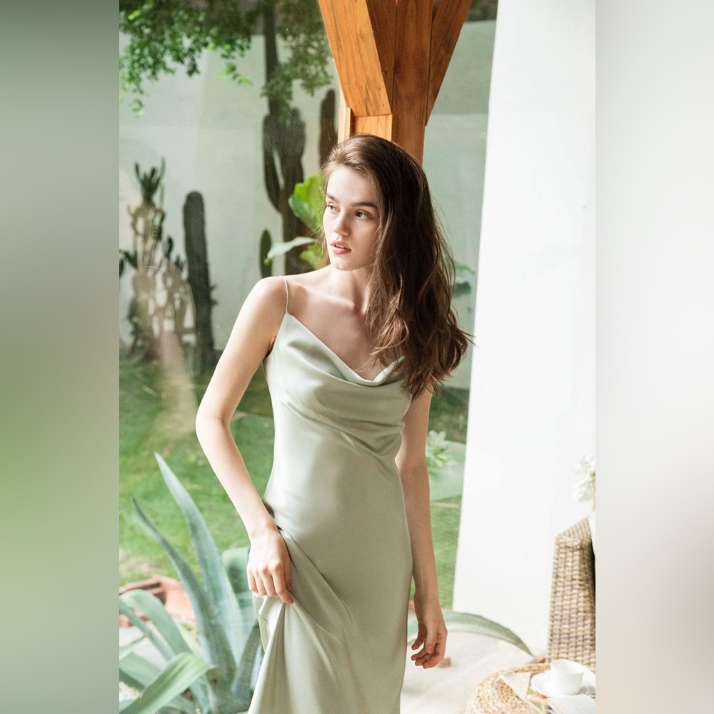 J.ING Pistachio Green Midi Slip Dress